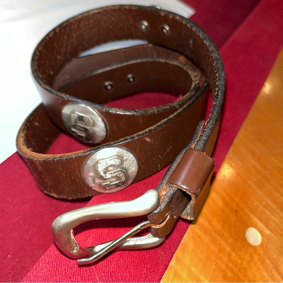 Michigan State Spartans BROWN leather BELT 33-37” Silver conchos Spartans Mexico - Picture 10 of 16